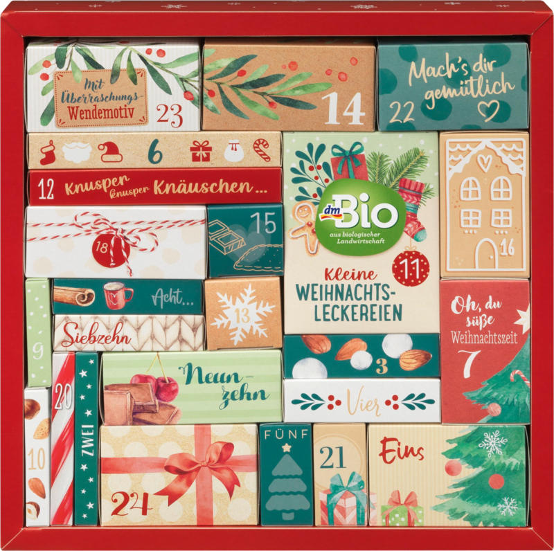 dmBio Adventskalender 2021 mit 24 leckeren Überraschungen