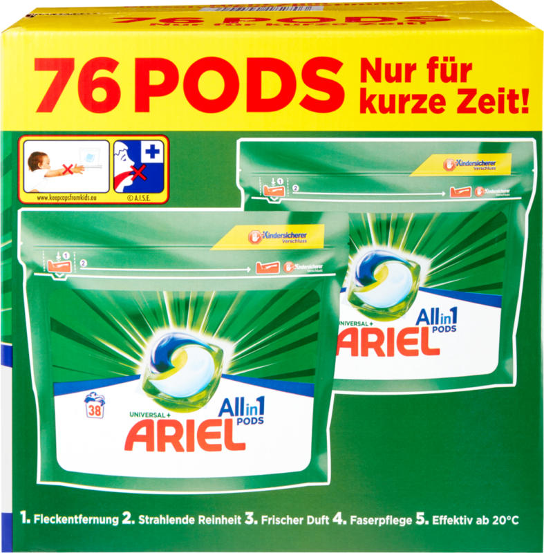 Lessive All in 1 Pods Ariel Universal, 76 lessives