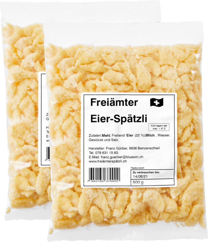 Spätzli all’uovo Freiämter , 2 x 500 g