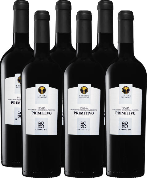 Due Palme Sedotto Primitivo di Puglia IGP, 2020, les Pouilles, Italie, 6 x 75 cl