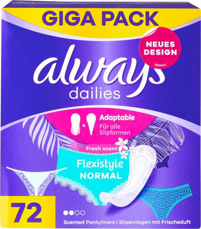 Always Slipeinlage Flexistyle Fresh , Normal, 72 Stück