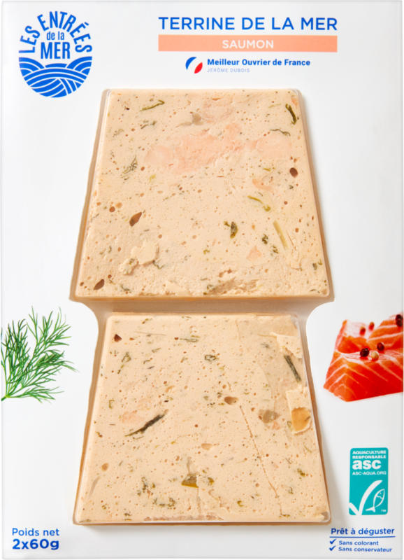Terrina aux deux saumons Les entrées de la mer , Francia, 2 x 60 g