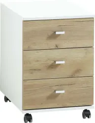 Rollcontainer Eiche Dekor/Weiß GW-Lioni 40x57x49 cm