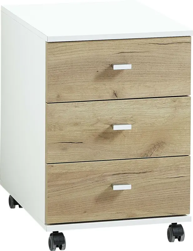 Rollcontainer Eiche Dekor/Weiß GW-Lioni 40x57x49 cm