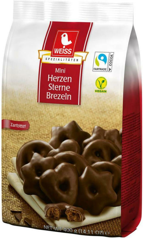 Weiss Mini Herzen/Brezeln/Sterne Lebkuchen mit Zartbitter