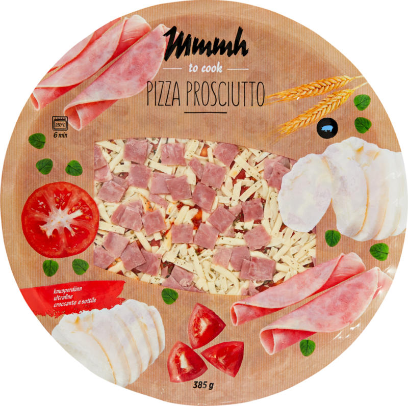 Pizza Prosciutto Mmmh , croccante e sottile, 385 g