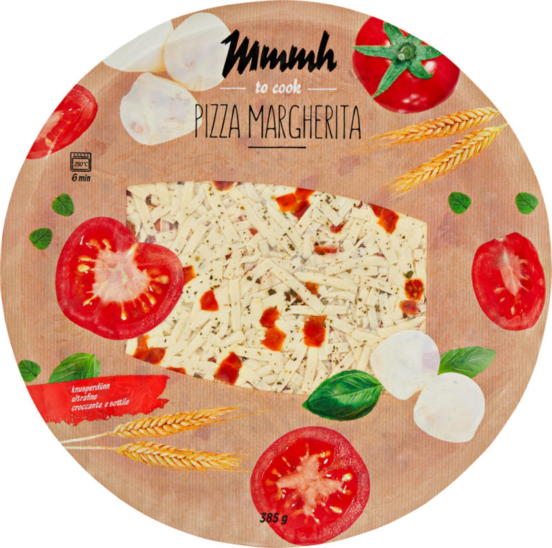 Pizza Margherita Mmmh , croccante e sottile, 385 g