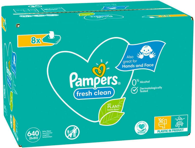 Pampers lingettes humides Fresh Clean XXL 8 x 80 Stück -