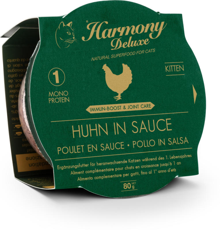 Harmony Cat Deluxe Cup Kitten Huhn in Sauce Immun-Boost & Care 24x80g