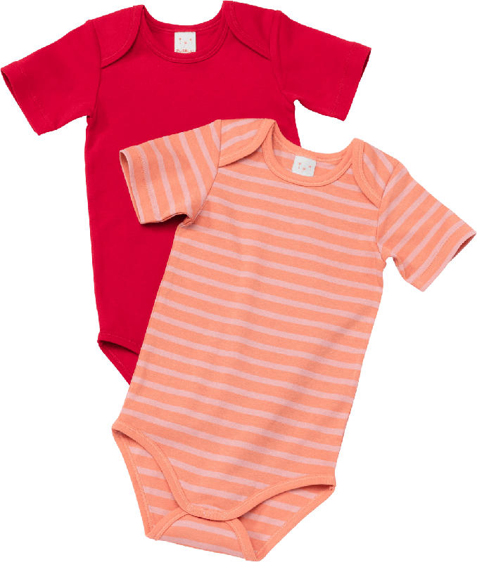 PUSBLU Doppelpack Bodys, Gr. 74/80, in Bio-Baumwolle, rosa, rot