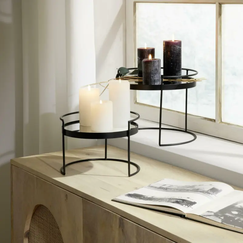 Dekotablett Table aus Eisen in Schwarz Ø ca. 31,5cm