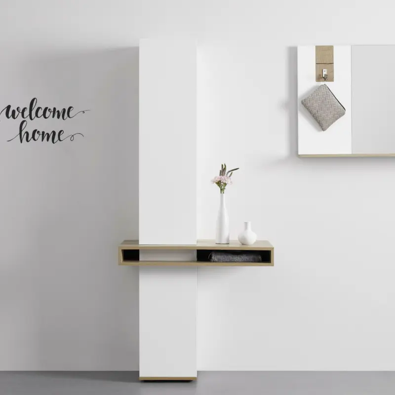 Garderobe 'Cara' in weiß/Eichefarben