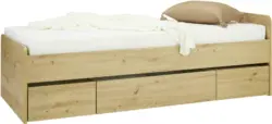 Bett in Eichefarben mit Bettschublade ca. 90x200cm