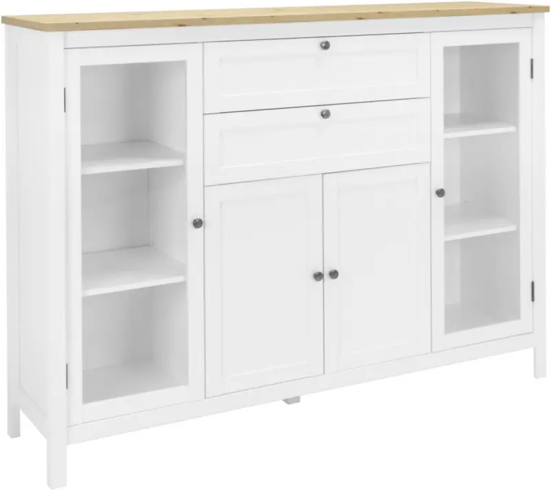 Highboard 'Bergen 52', weiß/eichefarben