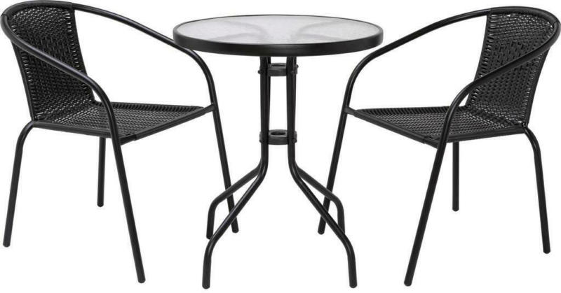 Balkonmöbel Set Ida Stahl, Kunststoff mit Glasplatte