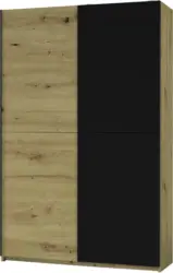 Schwebetürenschrank 'Starter', schwarz/eichefarben