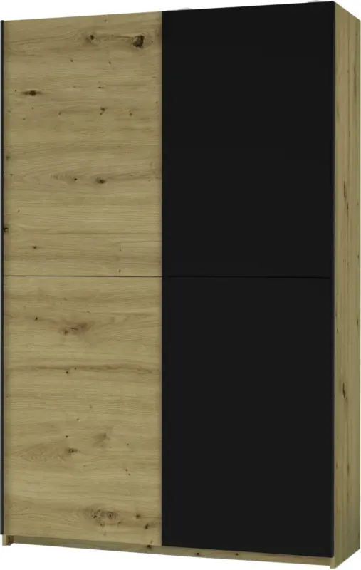 Schwebetürenschrank 'Starter', schwarz/eichefarben