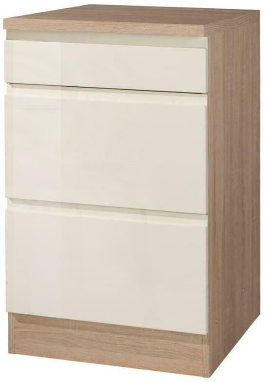 Küchenunterschrank Cardiff 50 cm Creme/Eiche mit Laden