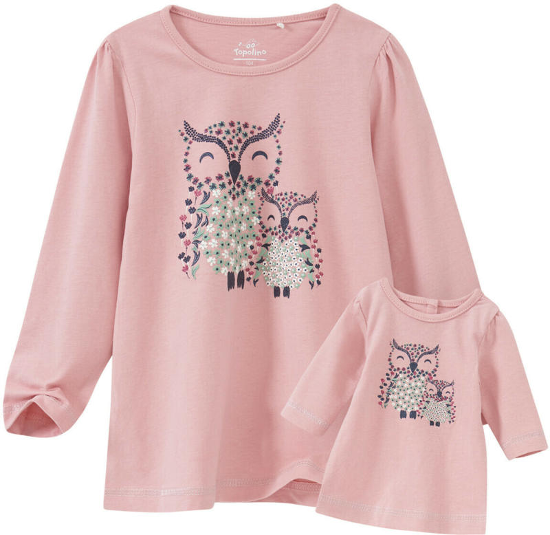 Mädchen Langarmshirt und Puppenshirt im Set