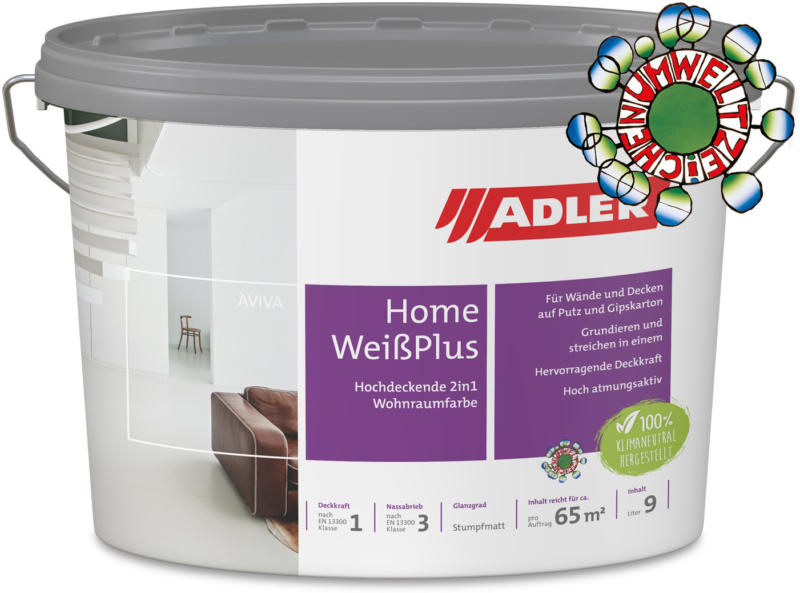 Aviva Home-Weiß Plus, Wandfarbe mit Grundierung, Trockenbaufarbe