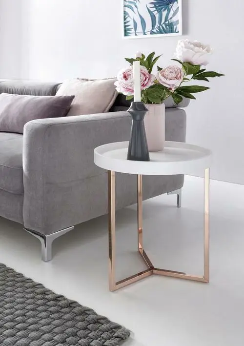 Beistelltisch 'WL5.239' Ø ca. 40 cm, weiss