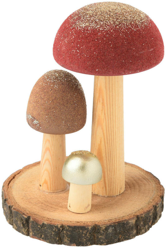 Deko-Figur Pilze mit Holzscheibe (Nur online)