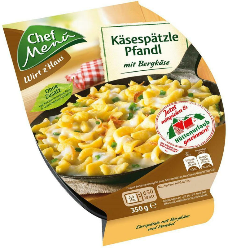 Chef Menü Käsespätzle Pfandl