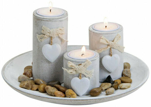 Teelichthalter-Set Holz 3 Lichter