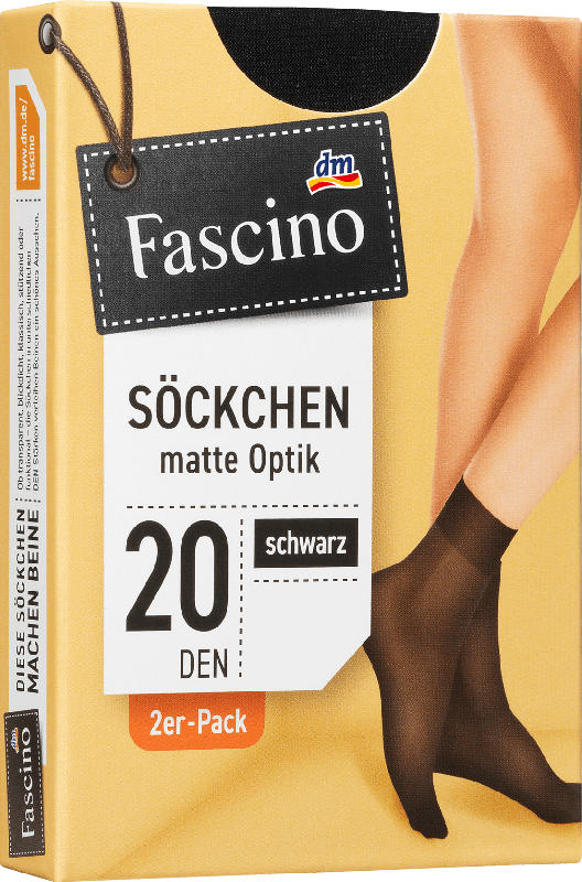 Fascino 2er Pack Söckchen 20 den matt, Gr. 39-42, schwarz
