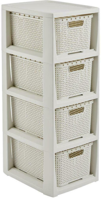 Schubladenbox Rattan Weiß , Anthrazit 24,1x29,6x64 cm