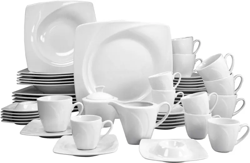Kombiservice Celebration aus Porzellan in Weiß, 50-teilig