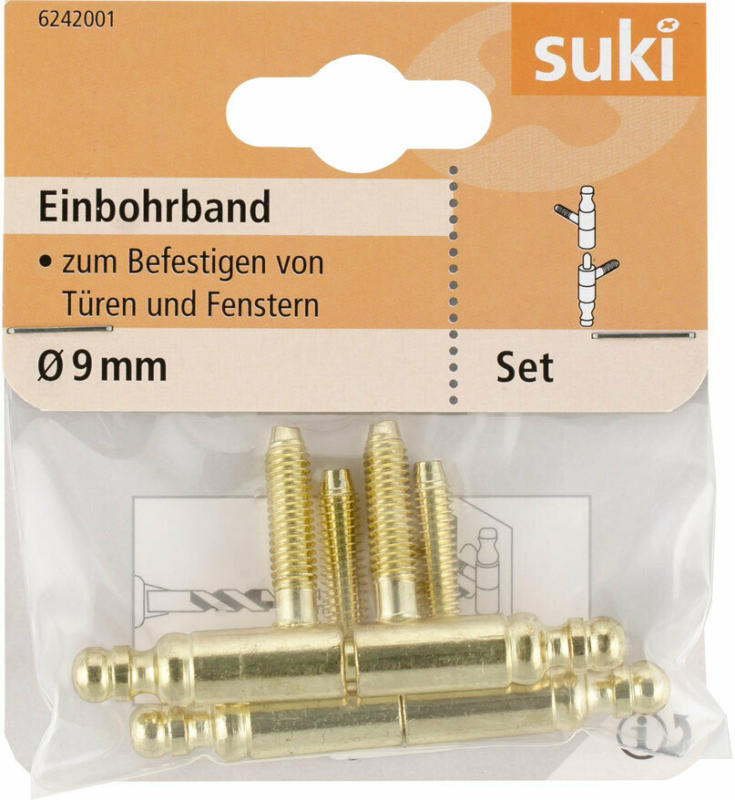 Einbohrband, Stahl, Ø0,9xØ5,4x2,5cm, vermessingt, 2 Stück vermessingt | Ø0,9xØ5,4x2,5 cm