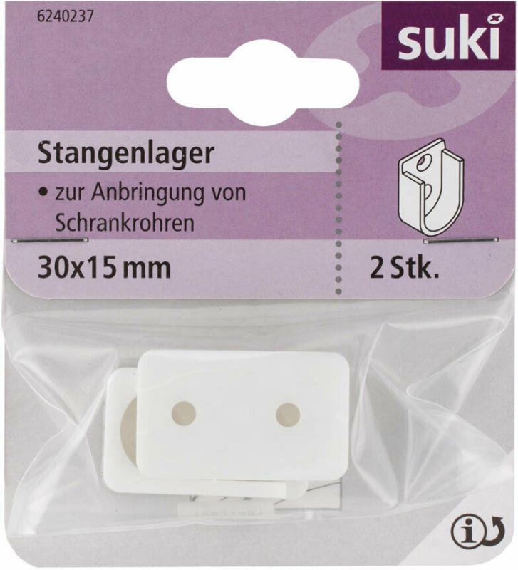 Stangenlager, oval, 3x1,5cm, 2 Stück oval | 3x1,5 cm