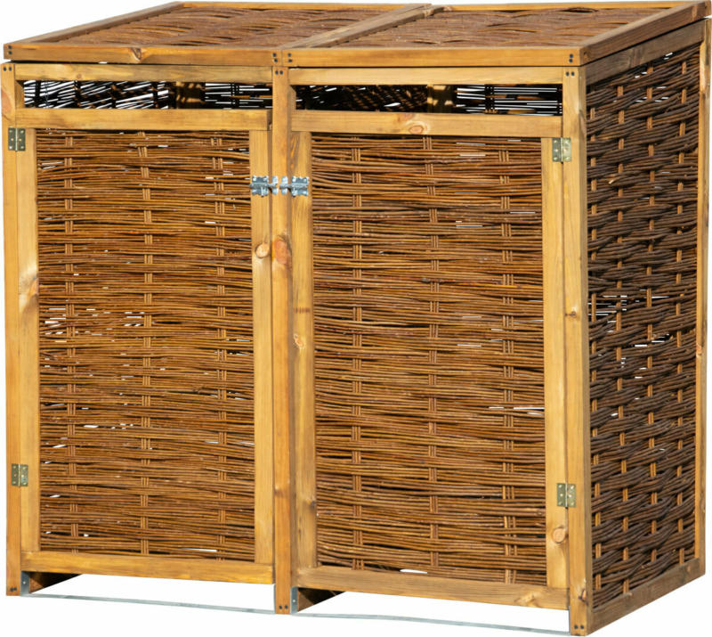 Holz-Mülltonnenbox, 137x83x132 cm, braun