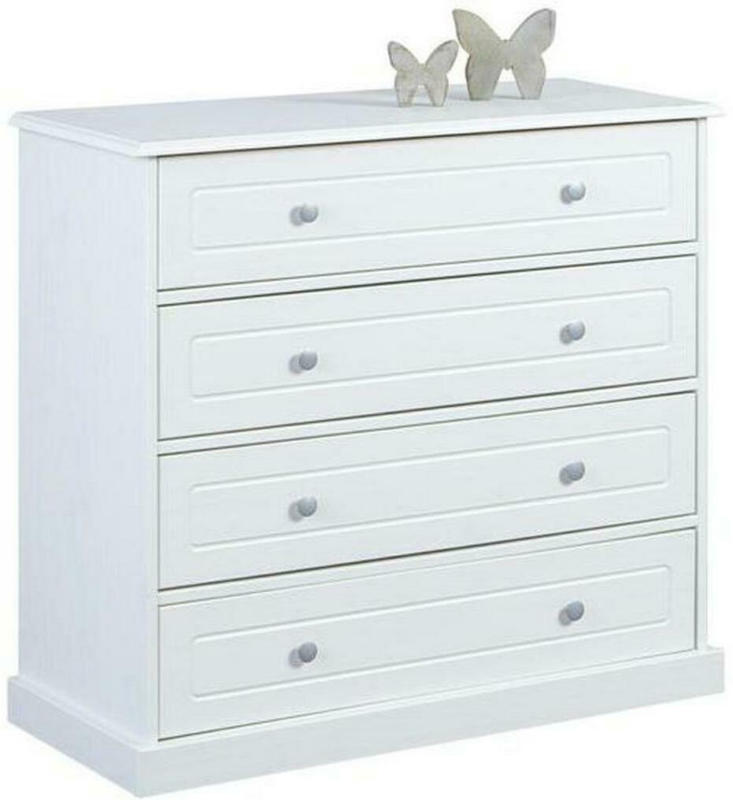 Kommode Echtholz Massiv B 98cm Marieka, Weiß