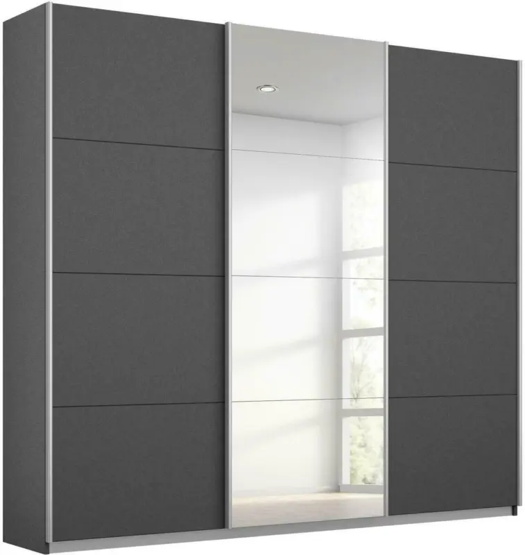 Schwebetürenschrank in Grau ca. 203x210x62cm