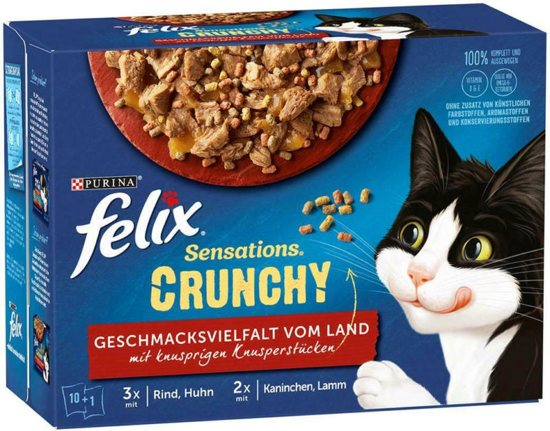 Felix Sensations Crunchy Fleisch 10er + Topping