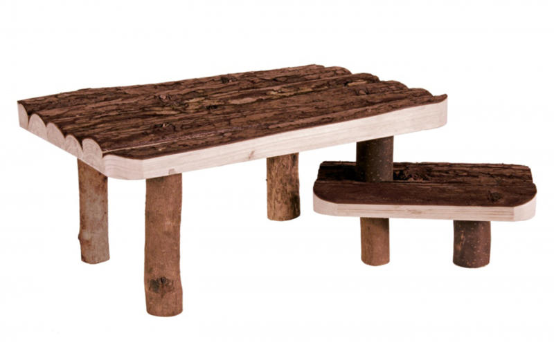 Abri avec escalier en bois naturel 37x17x28cm