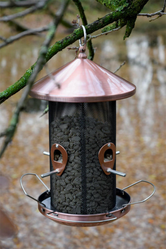 XXL-Futterspender zum Aufhängen, 20x20x32 cm, Metall, Kupfer