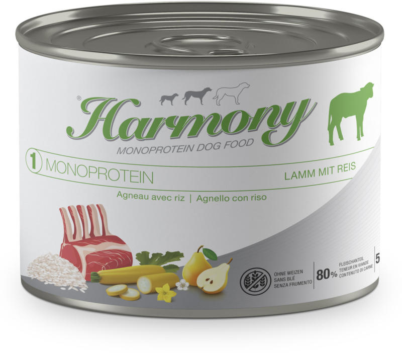 Harmony Dog Monoprotein Lamm mit Reis 12x200g