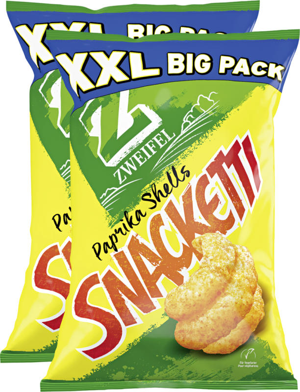 Zweifel Snacketti XXL Big Pack, Paprika Shells, 2 x 225 g
