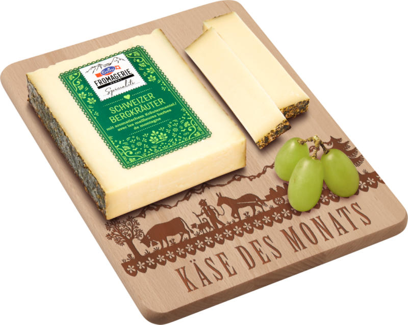 Formaggio a pasta semiduro con erbe di montagna svizzere, con rivestimento alle erbe aromatiche, 200 g