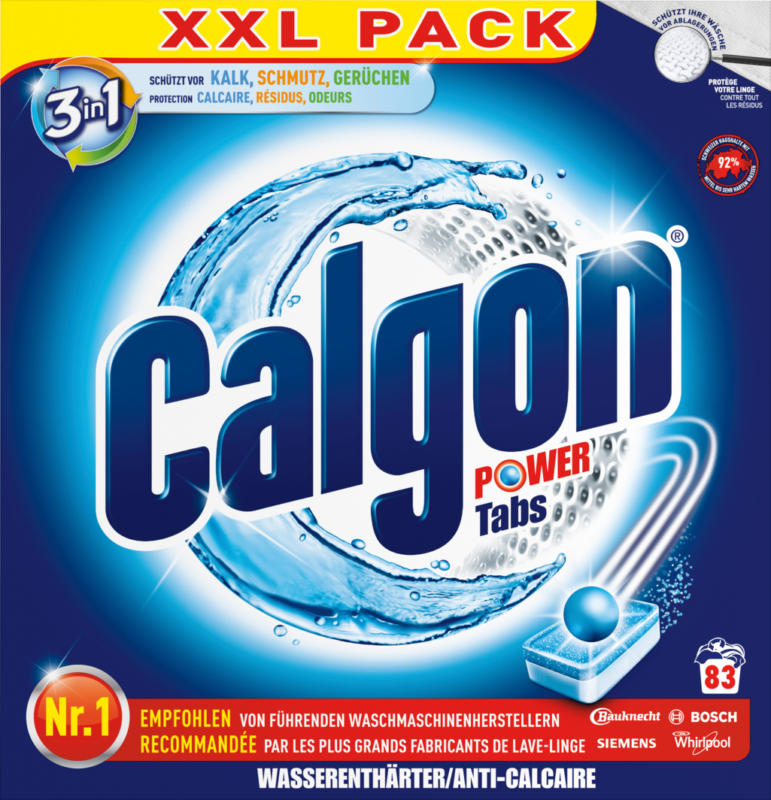 Calgon 3 in 1 Tabs Power , Tablettes, 83 pièces