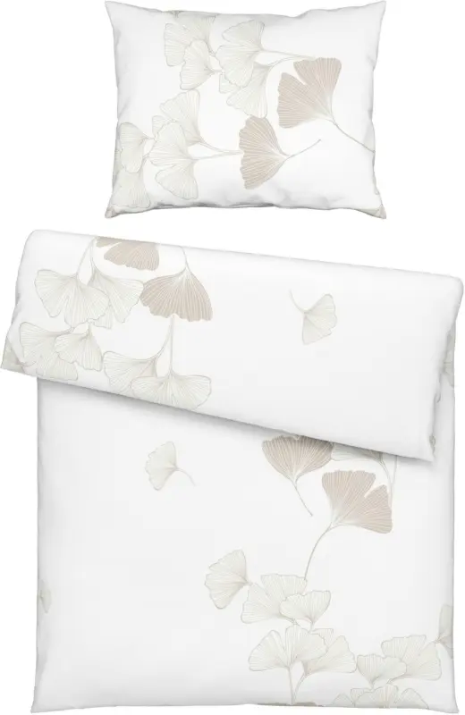 Bettwäsche Ginko in Weiß/Rosa ca. 140x200cm