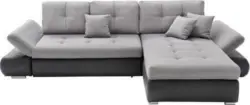 Wohnlandschaft in Grau mit Bettfunktion
