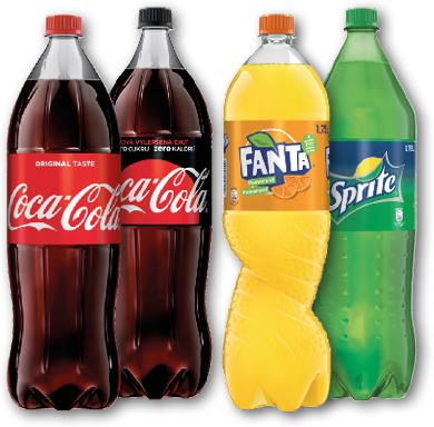 COCA COLA, FANTA, SPRITE, KINLEY TONIC 1,5-1,75L