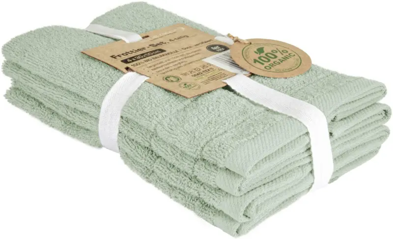 Frottierset Caithana Bio-Baumwolle in Grün, 4 Stück