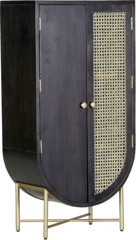 Highboard aus Mangoholz in Schwarz