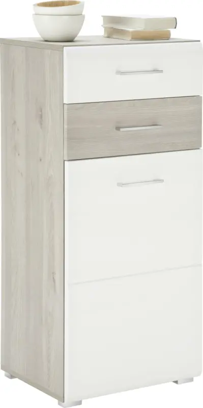 Kommode in Silbereiche/Weiß