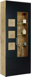 Vitrine in Schwarz/Eichefarben